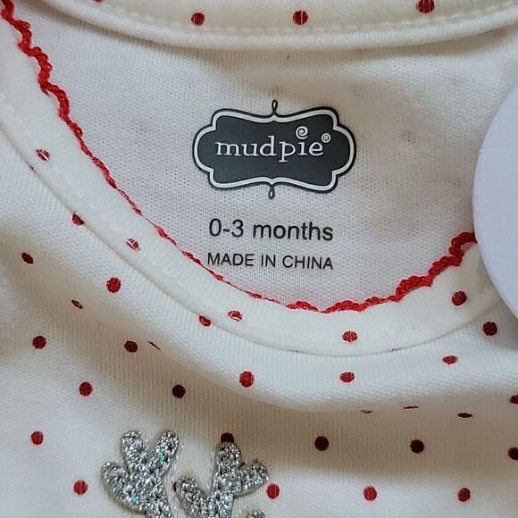 MUD PIE "MY FIRST CHRISTMAS" REINDEER CONVERTIBLE GOWN/ROMPER, SZ 0-3 MOS. - NEW - Picture 6 of 12